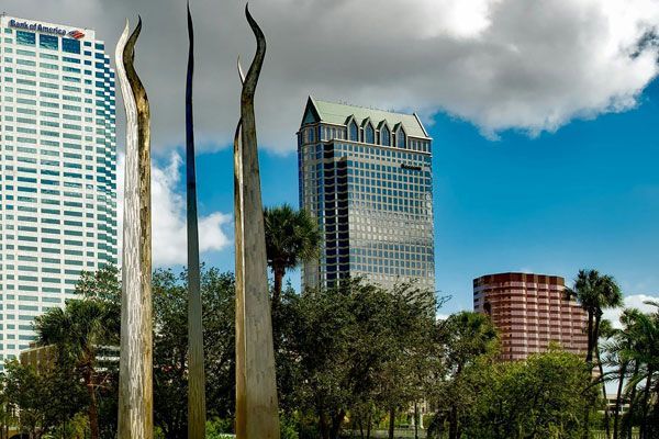 A tall building with the word bank of america on it