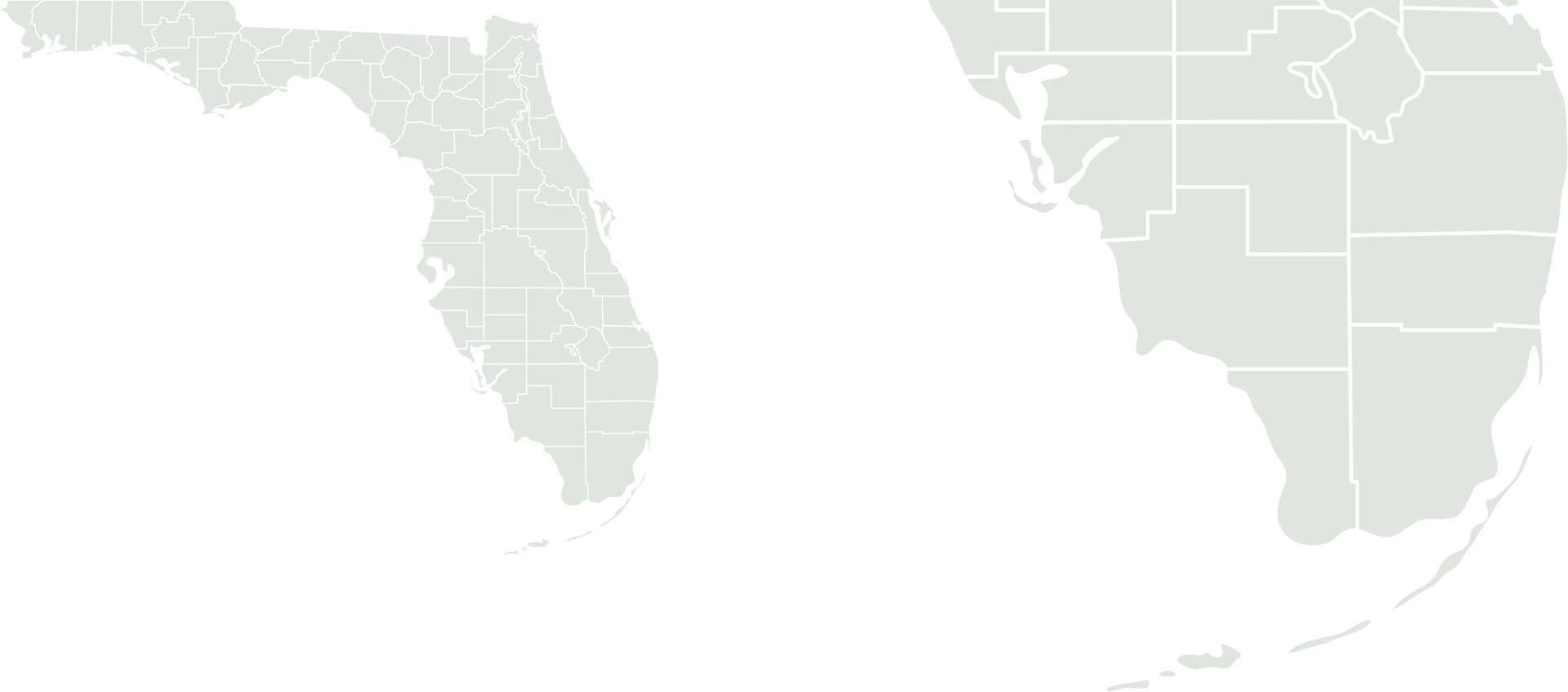 A map of Florida state with a white background.