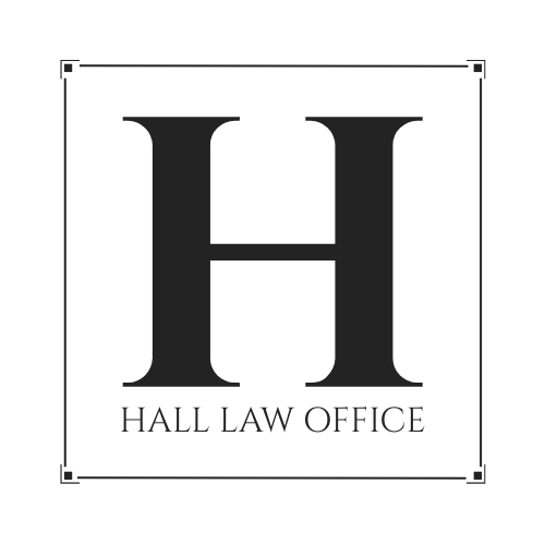 Logo of Hall Law Office: Large black letter 