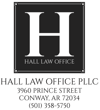 Logo for Hall Law Office with black square, white 
