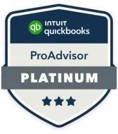 Intuit QuickBooks Platinum ProAdvisor badge with three stars.