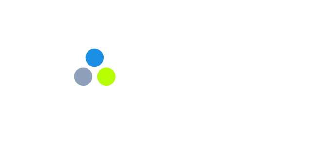 Three overlapping circles in blue, gray, and lime green on a white background