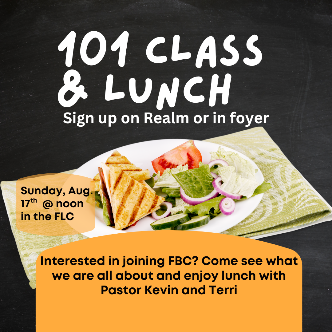 101 class & lunch sign up on realm or in foyer