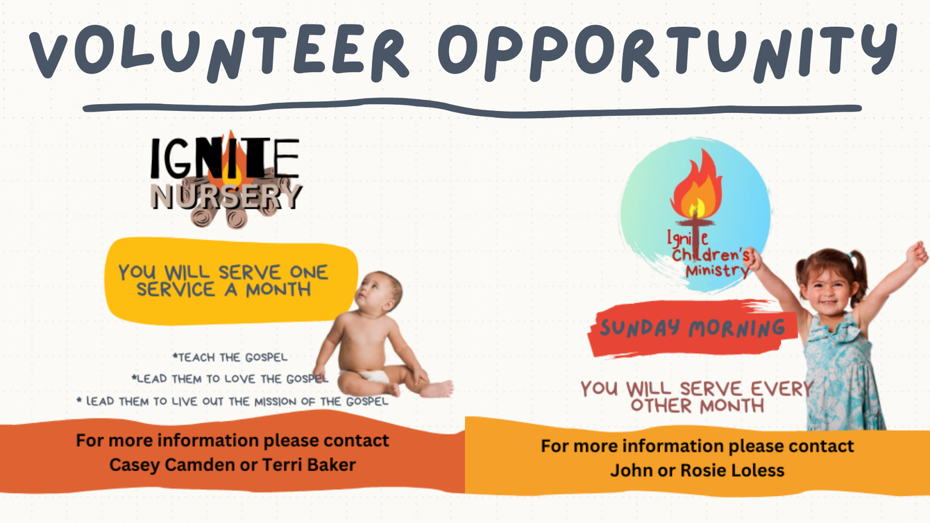 A poster for volunteer opportunity at ignite nursery