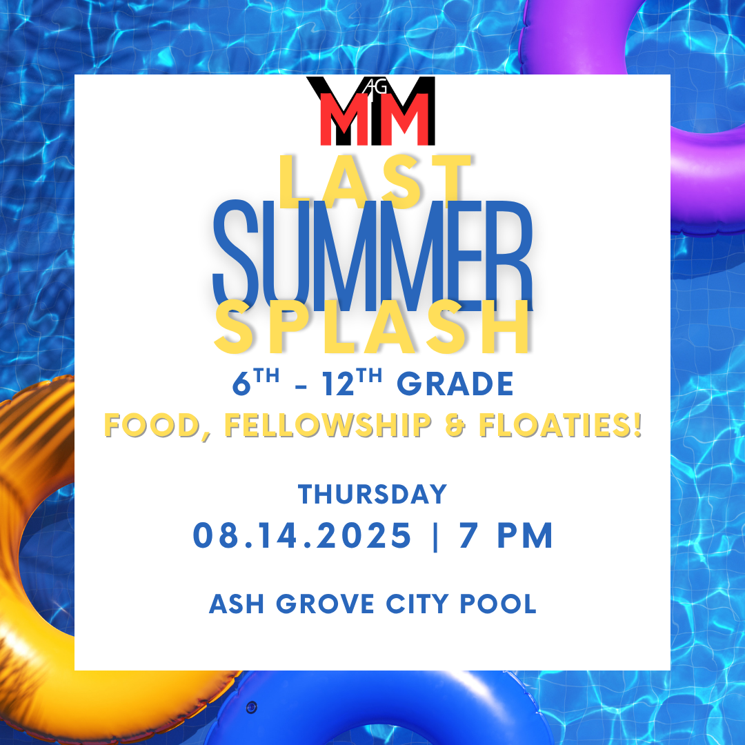 An advertisement for the last summer splash in ash grove city pool