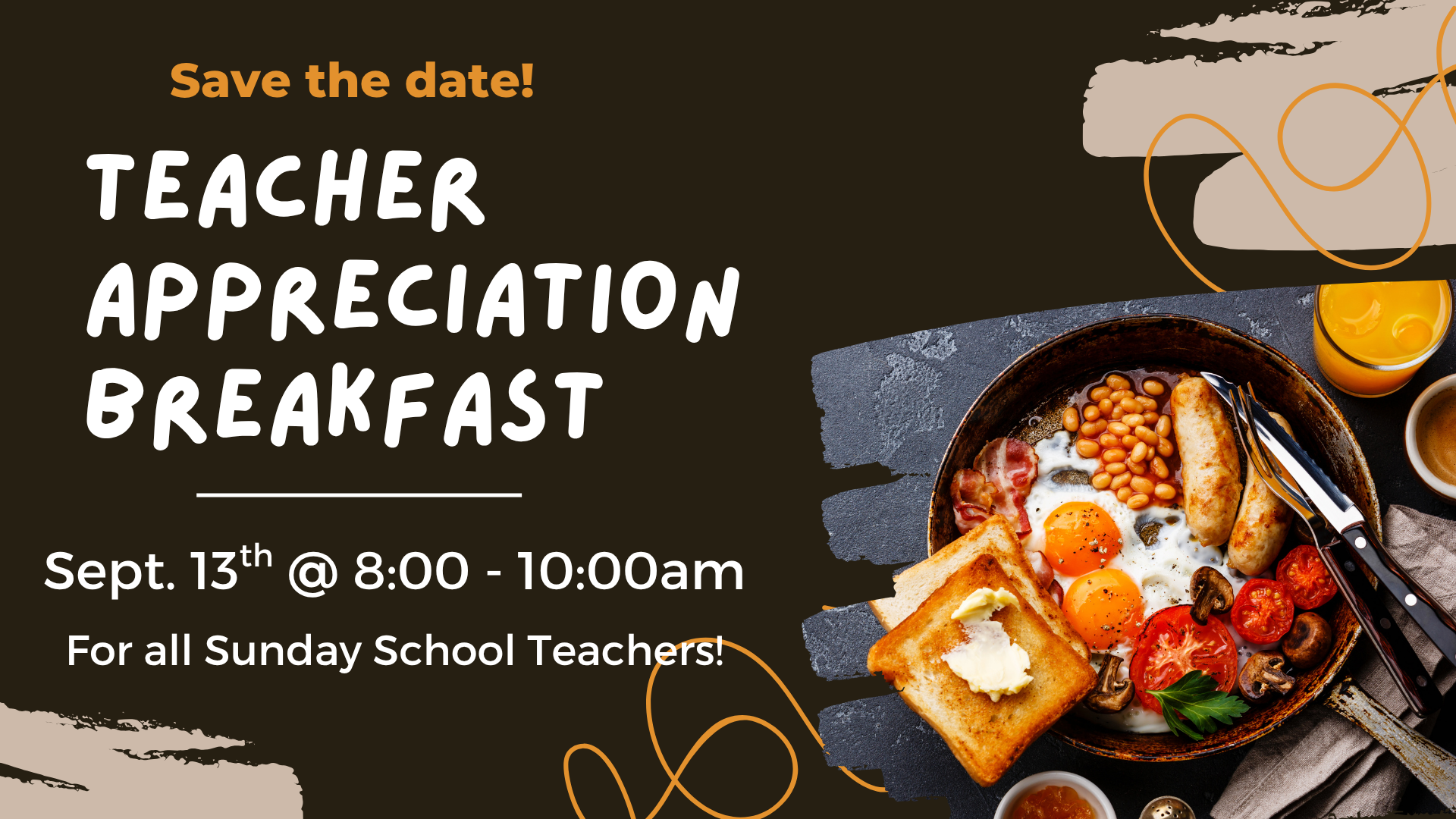 An advertisement for a teacher appreciation breakfast
