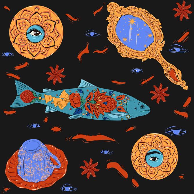 Several rolls of thread are sitting on a table