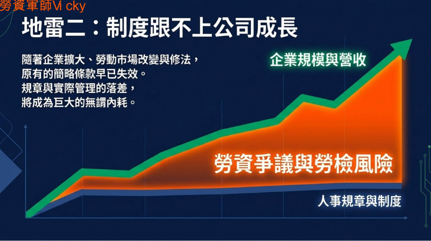 工作規則多年未更新,可能讓制度跟不上公司成長