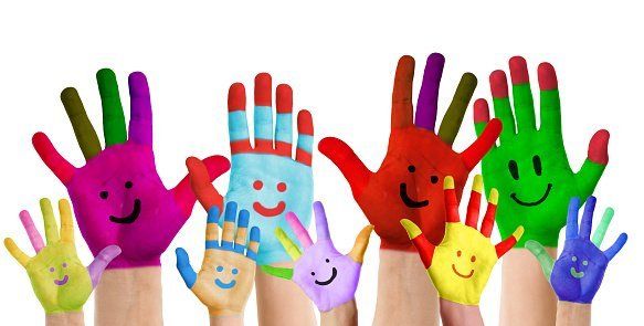 Smiling Colorful Hands — Child Care in Victorville, CA