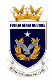 Escudo de la Fuerza Aérea de Chile. Presenta un escudo azul con águila, estrella y corona.