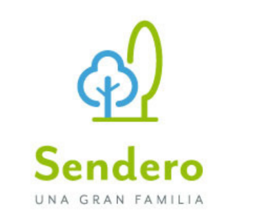 Logotipo con dos árboles, uno azul y otro verde. El texto verde dice