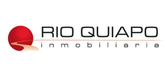 Logotipo de Rio Quiapo Inmobiliaria, que presenta una esfera roja y una línea naranja fluida, el nombre de la empresa y el texto