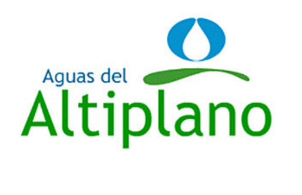 Logotipo de Aguas del Altiplano, empresa de agua. Azul y verde con el símbolo de una gota de agua.