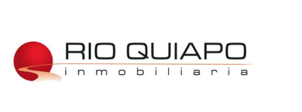 Logotipo de Rio Quiapo Inmobiliaria, que presenta una esfera roja con una carretera estilizada y el nombre de la empresa debajo.