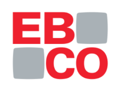 Logotipo de EBCO: texto rojo