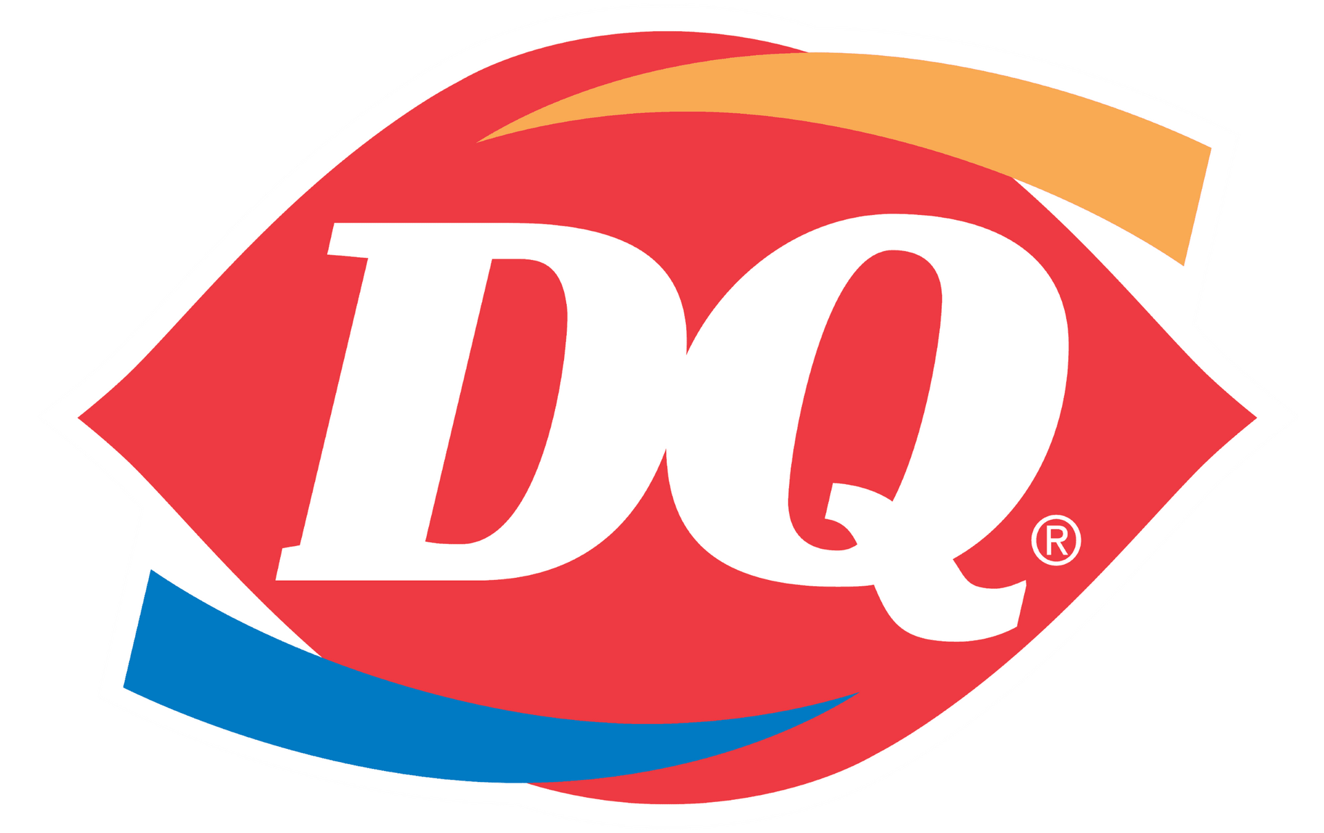 The logo for dairy queen is red and blue