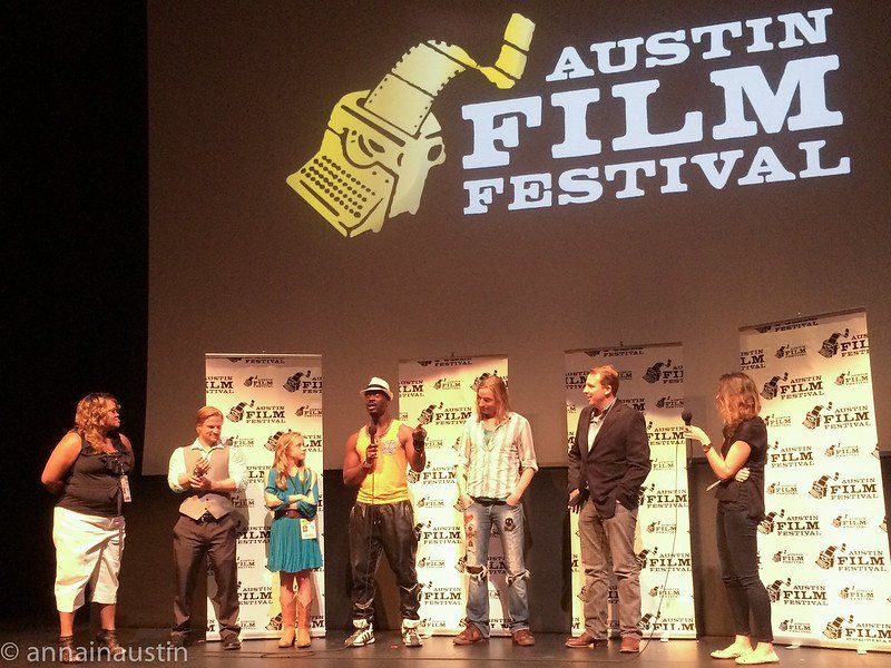 actors at a panel during the Austin Film Festival