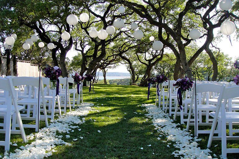 wedding area set up at Hacienda del Lago on Lake Travis