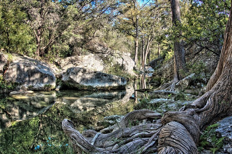 view of the nature at hamilton pool preserve in austin texas