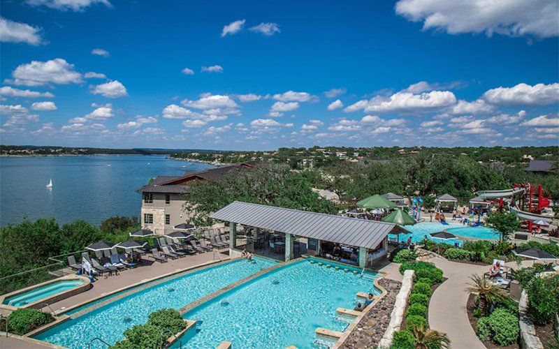 Arial view of the Lakeway Resort and Spa pool and facilities
