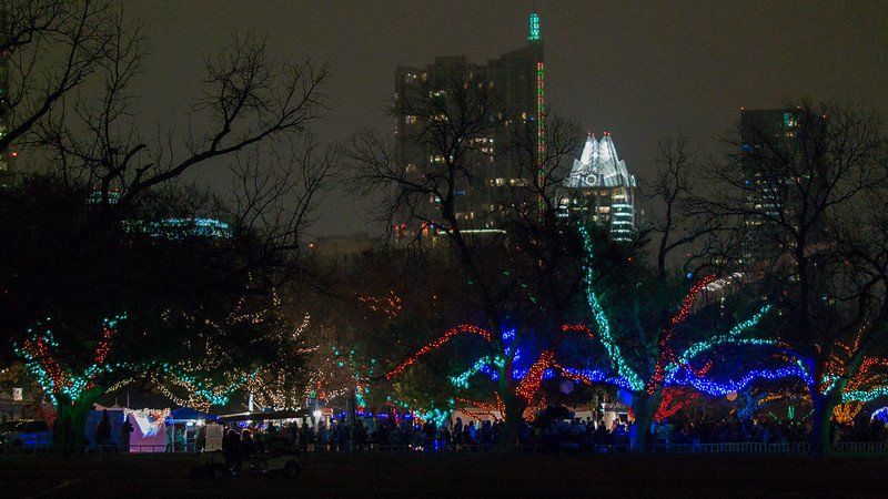 view of the Trail of Lights at Zilker Park in Austin, Texas