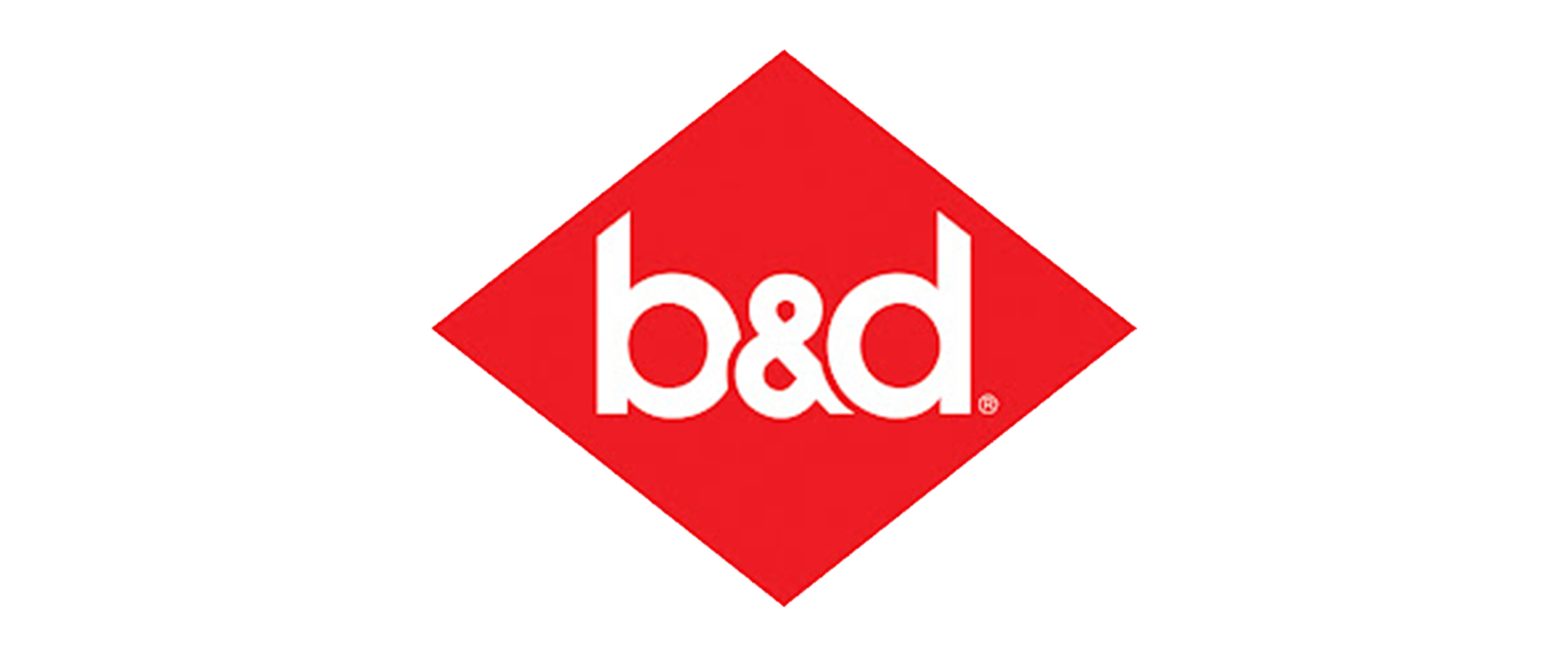 A red and white b & d logo on a white background.