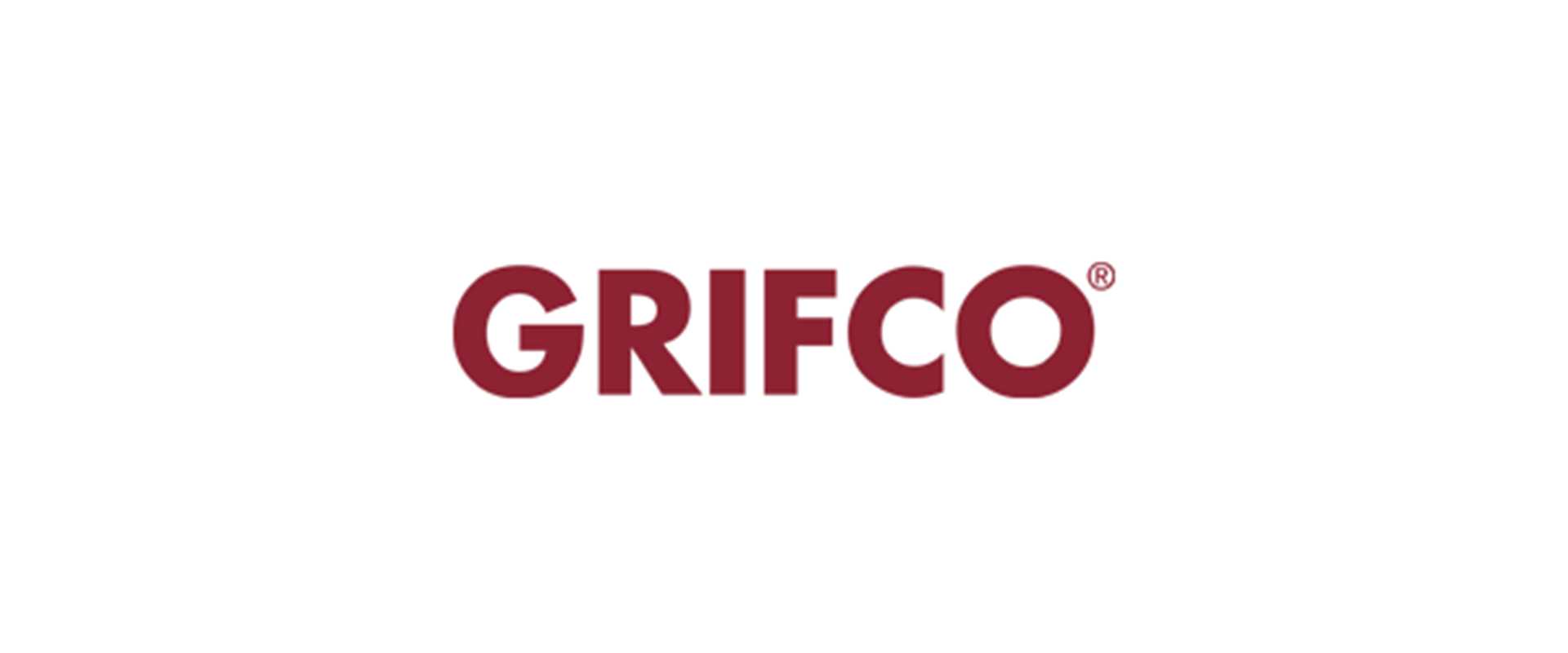 A red and white logo for grifco on a white background.