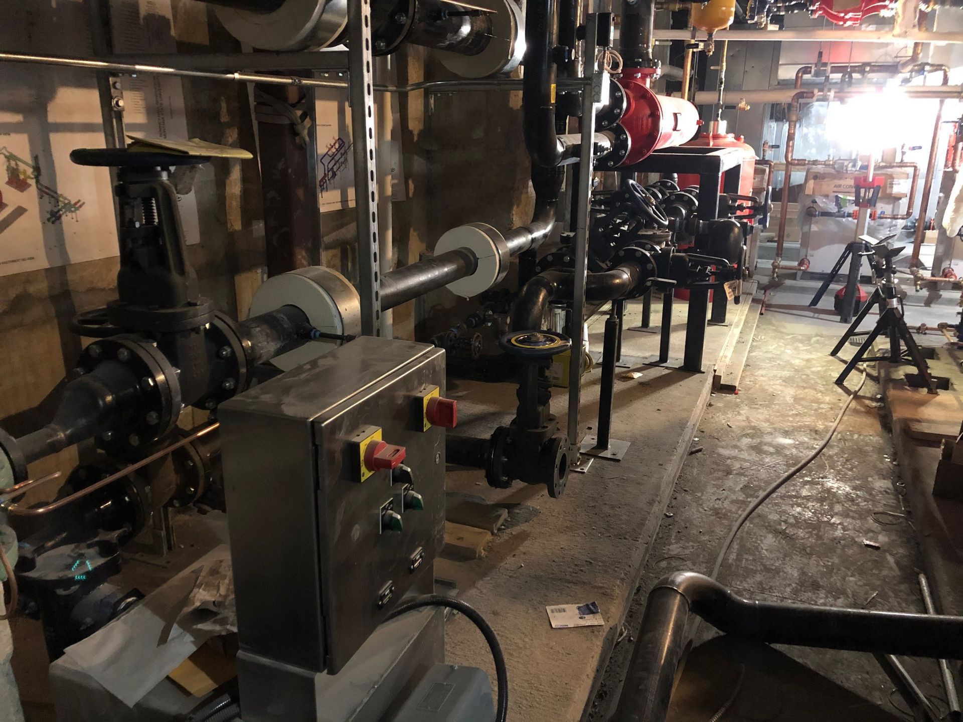 A room filled with lots of pipes and valves