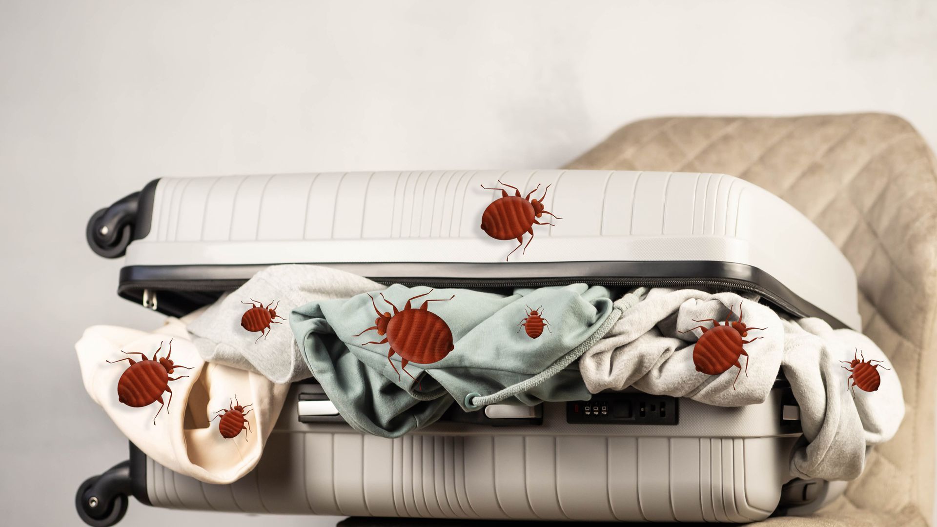 A suitcase that is full of bed bugs.