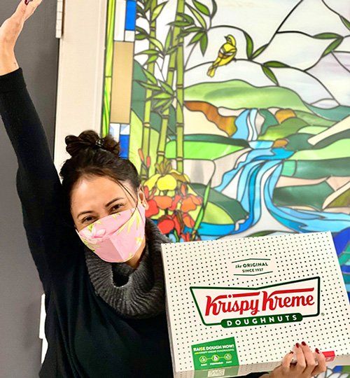 Happy Patient with Doughnuts
