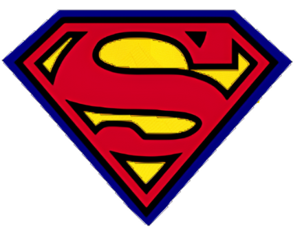 A red superman logo on a white background