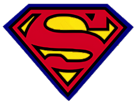 A red superman logo on a white background