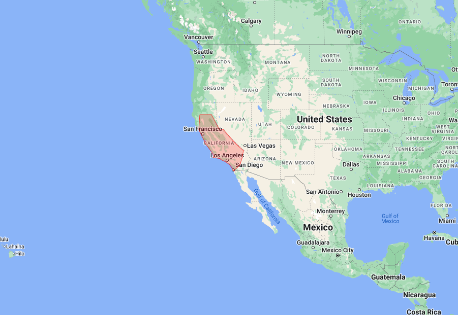 A map of the united states and mexico