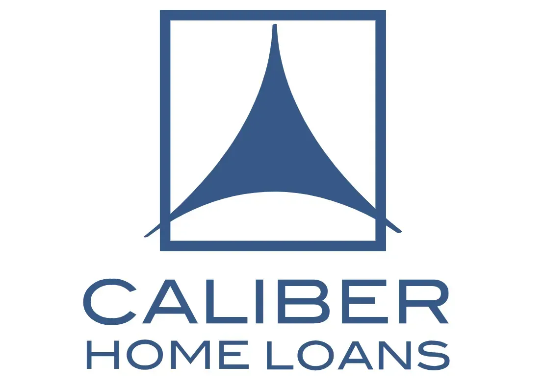 Caliber Home Loans logo: blue geometric shape within a blue square, with "CALIBER HOME LOANS" text.