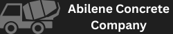 Logo for Abilene Concrete Company: Gray concrete truck icon next to white text on a black background.