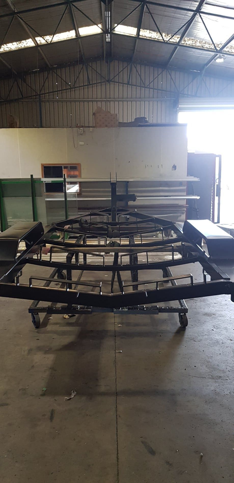 Another Large Metal Frame Is Sitting On A Cart — Border Security Doors & Powder Coating in Wodonga, VIC