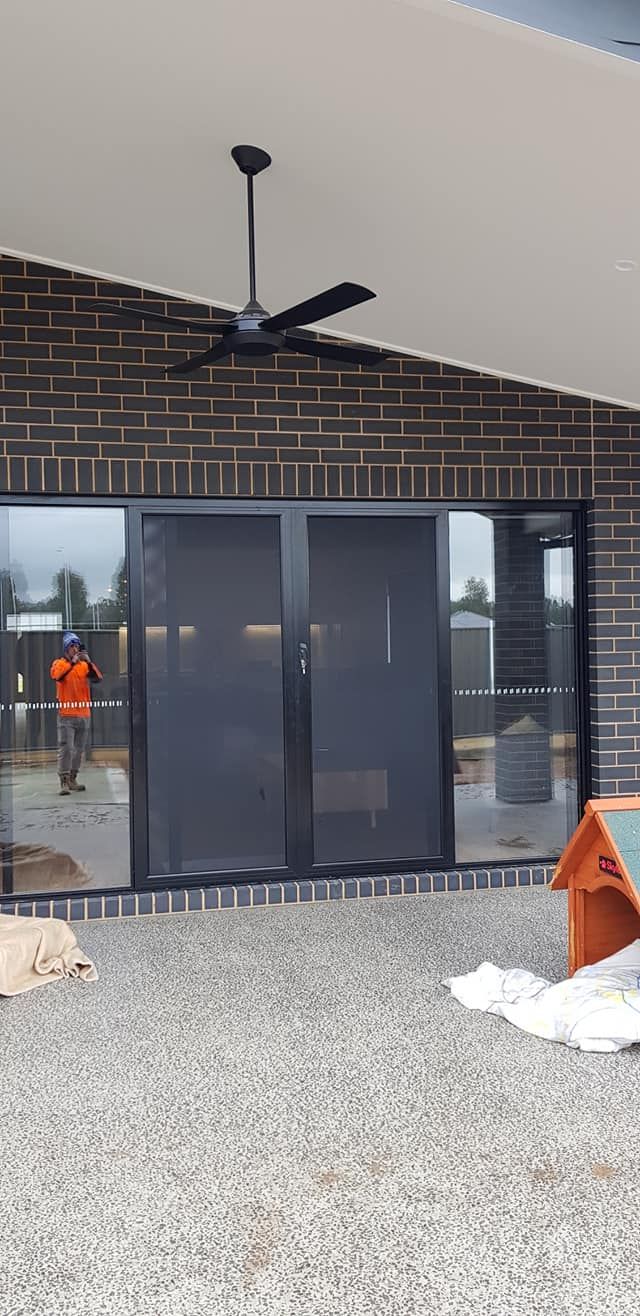 A Ceiling Fan Is Hanging From The Ceiling — Border Security Doors & Powder Coating in Wodonga, VIC