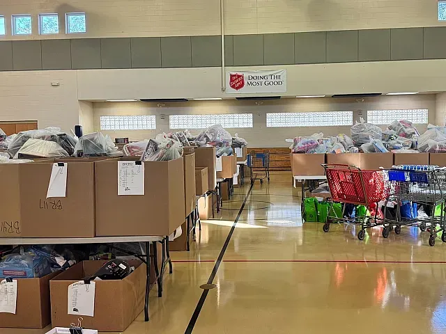 Boxes for donations organized by the SMG team