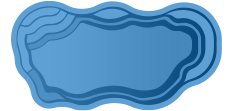 A drawing of a large swimming pool with blue water.