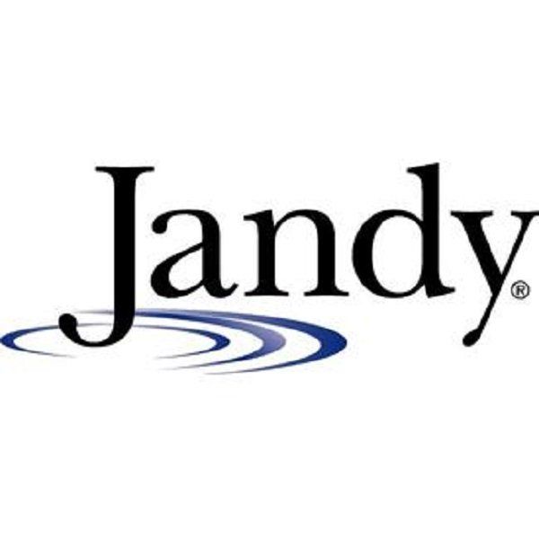 A black and blue logo for a company called jandy