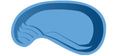 A blue swimming pool is shown from two different angles on a white background.
