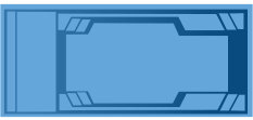 A blue swimming pool is shown from two different angles on a white background.