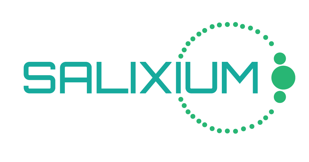The salixium logo is green and white and has a circle around it.