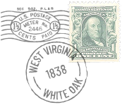 Postage stamps with West Virginia cancellation mark.