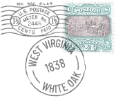 Postage stamps and meter with a postmark reading 