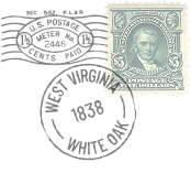 Postage stamps with West Virginia cancellation mark.