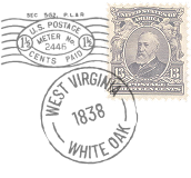 Postage stamps with West Virginia cancellation mark.