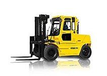 Yellow Small Fork Lift Truck Side View — Golf Carts in Independence, MO