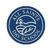 Blue circular logo: All Saints Day School with a tree, hills, and leaf illustration.