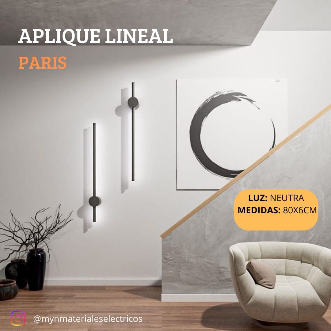 Lámparas de pared lineales de diseño moderno en un ambiente minimalista.